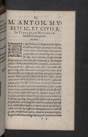 M. Anton. Mureti I. Civis R. In Titulos ad materiam iurisdictionis pertinentes.
