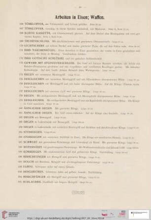 Arbeiten in Eisen; Waffen (Nr. 166 - 195)