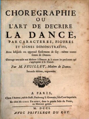 Choreographie, ou l'art de décrire la Dance