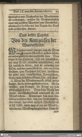 Das dritte Capitel Von den Kennzeichen der Wunderthäter