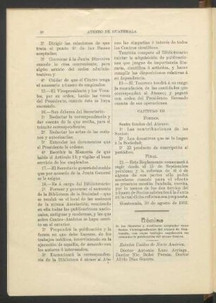 Nómina de los literatos y escritores aceptados como Socios Correspondientes del Ateneo de Guatemala, con cuyos trabajos engalanará sus columnas la publicación del mismo Centro.