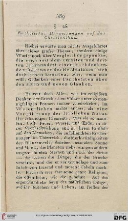 §. 46: Rückblicke; Hinweisungen auf das Christenthum