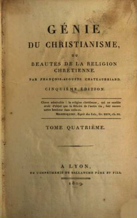 Génie du christianisme, ou beautés de la religion chrétienne, 4