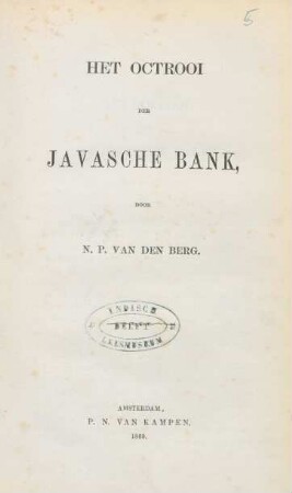 Het octrooi der Javasche Bank