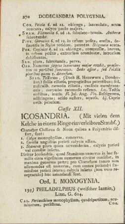 Classis XII. Icosandria