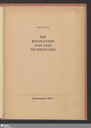 Die Revolution 1848-1849 im Vogtland