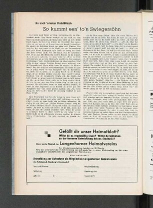 Nu' noch'n beten Plattdüütsch: So kummt een' to'n Swiegersöhn