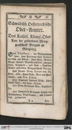 Schwaebisch Oesterreichische Ober-Aemter