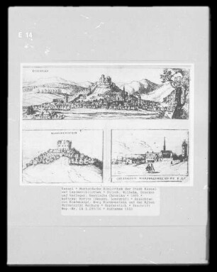Hessische Chronika — Ansichten von Biedenkopf, Burg Blankenstein und der Alten Universität Marburg