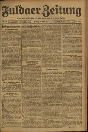 Ausgabe vom Freitag, den 07. April 1922.
