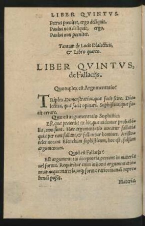 Liber Quintus, de Fallaciis.