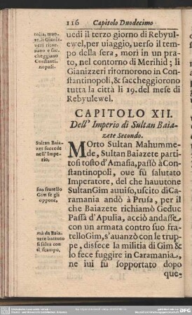 Capitolo XII. Dell' Imperio di Sultan Baiazete Secondo