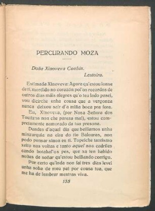 Percurando moza : Doña Xinoveva Coubín. Lestoira.
