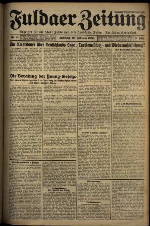 Erste Ausgabe vom Mittwoch, den 19. Februar 1930.