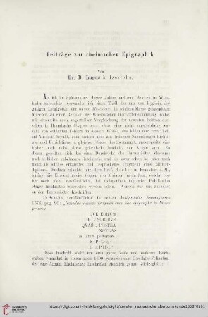 9: Beiträge zur rheinischen Epigraphik