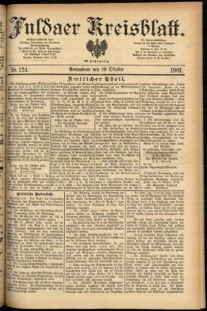 Erste Ausgabe vom Samstag, den 19. Oktober 1901.