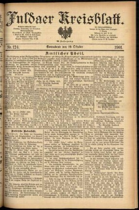 Erste Ausgabe vom Samstag, den 19. Oktober 1901.