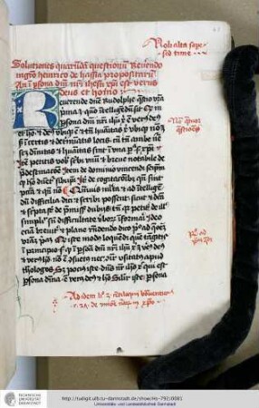 Henricus Totting de Oyta, Solutiones quarundam quaestiunum ad Dominum Rudolphum (hier Henricus de Hassia [Henricus de Langenstein] zugeschrieben