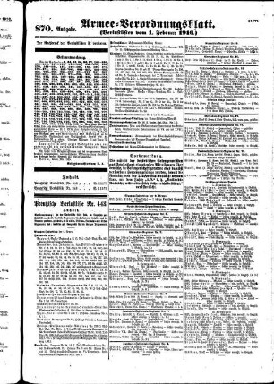 870. Ausgabe. Dienstag, 1. Februar 1916