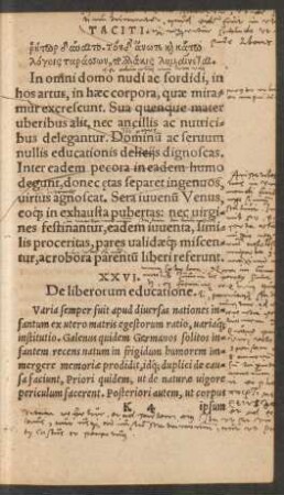 XXVI. De liberorum educatione.