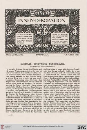 32: Künstler - Kunstwerk - Kunstfreund : das Wirken der gestaltenden Kräfte
