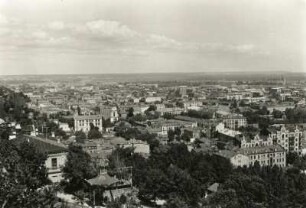 Kiew. Blick vom Bergufer auf die nördlichen Stadtviertel (rechts: Dnjepr-Hafen)