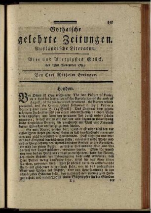Vier und Vierzigstes Stück, den 1ten November 1794.