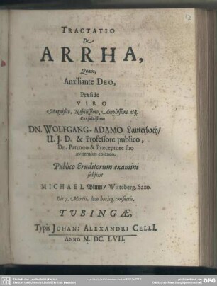 Tractatio De Arrha