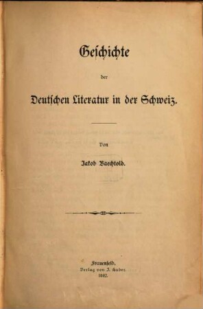 Geschichte der deutschen Literatur in der Schweiz