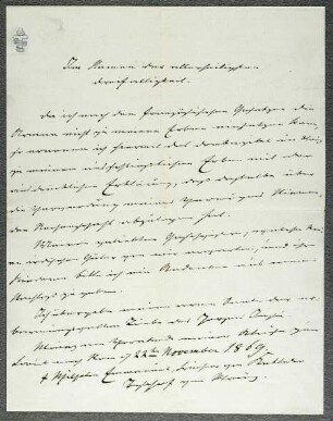 Handschriftliches Testament von Bischof Wilhelm Emmanuel v. Ketteler