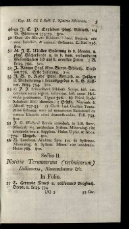 Sectio II. Notitia Terminorum (technicorum) Dictionaria, Nomenclaturae &c.