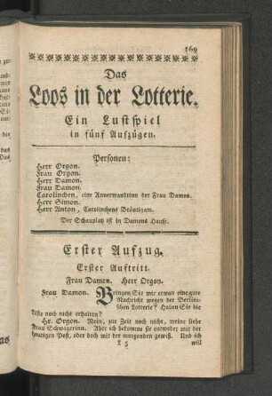 Das Loos in der Lotterie.