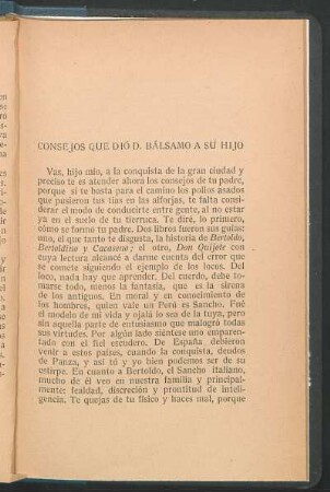 Consejos que dió D. Bálsamo a su hijo