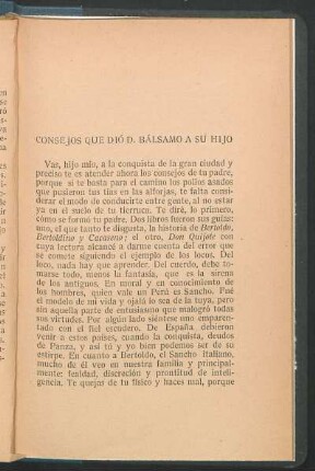 Consejos que dió D. Bálsamo a su hijo