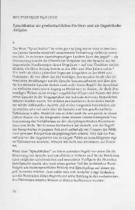 Sprachkultur als gesellschaftliches Problem und als linguistische Aufgabe