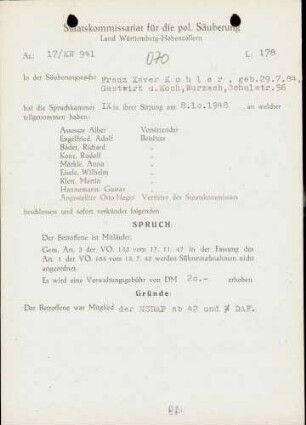 Kohler, Franz Xaver