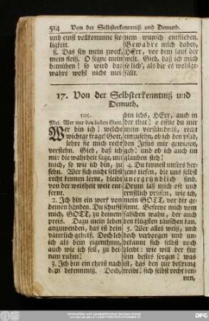 17. Von der Selbsterkenntniß und Demuth.