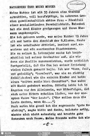 Nachdenken über meine Mutter