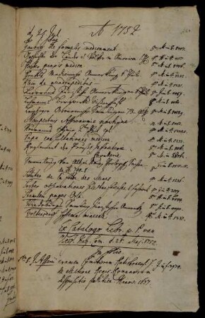 Ex Catalogo Libr. p. P. van Cleef. Hag. Com. d. 25. Maj. 1752.