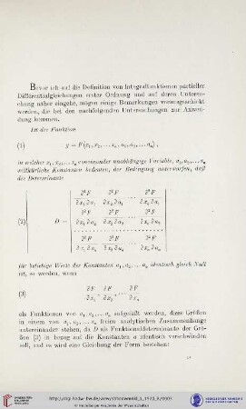 Über die Integralfunktionen partieller Differentialgleichungen erster Ordnung