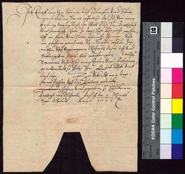 Ernst von Schleinitz auf Tollenstein (Thalensteyn) und Schluckenau (Schluckenaw) bestätigt Bürgermeister und Rat der Stadt Bautzen den Empfang der königlichen Jahrrente i.H.v. 23 1/2 Schock zu Michaelis. | Digitalisierung: Stadtarchiv Bautzen