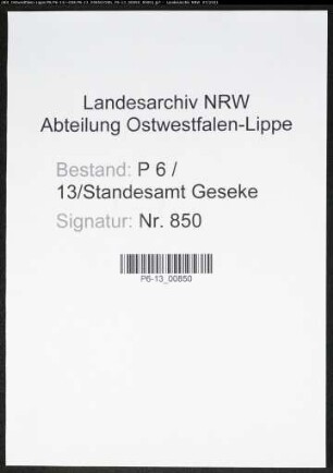 Heiratsregister Standesamt Geseke