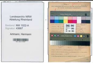 Entnazifizierung Hermann Artmann , geb. 27.08.1880 ()