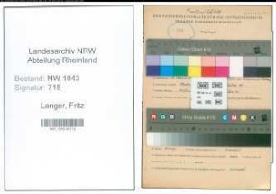 Entnazifizierung Fritz Langer , geb. 03.12.1892 ()
