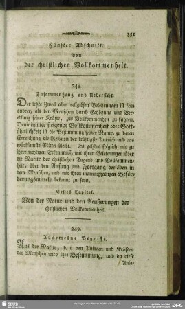 Fünfter Abschnitt. Von der christlichen Vollkommenheit