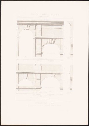 Manufacture, Sèvres: Ansichten, Schnitte Pavillon (aus: Motifs historiques d´architecture et de sculpture d´ornement, hrsg.v. César Daly, Bd.1, 1870)