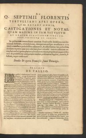 In Librum De Pallio