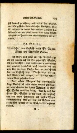 St. Gallen. Ueberfahrt von Costnitz nach St. Gallen. Stadt und Stift St. Gallen