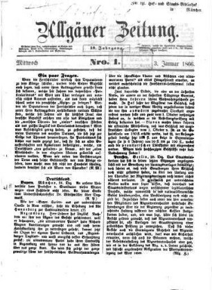 Allgäuer Zeitung. 1866,1/9 = Jg. 19