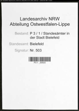 Namensverzeichnis Bielefeld, Todesfälle